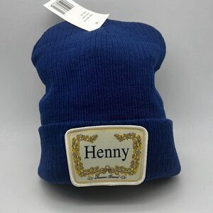 Henny Embroidered logo‎ Patch casual cozy Acrylic Beanie  Navy blue NWT unisex